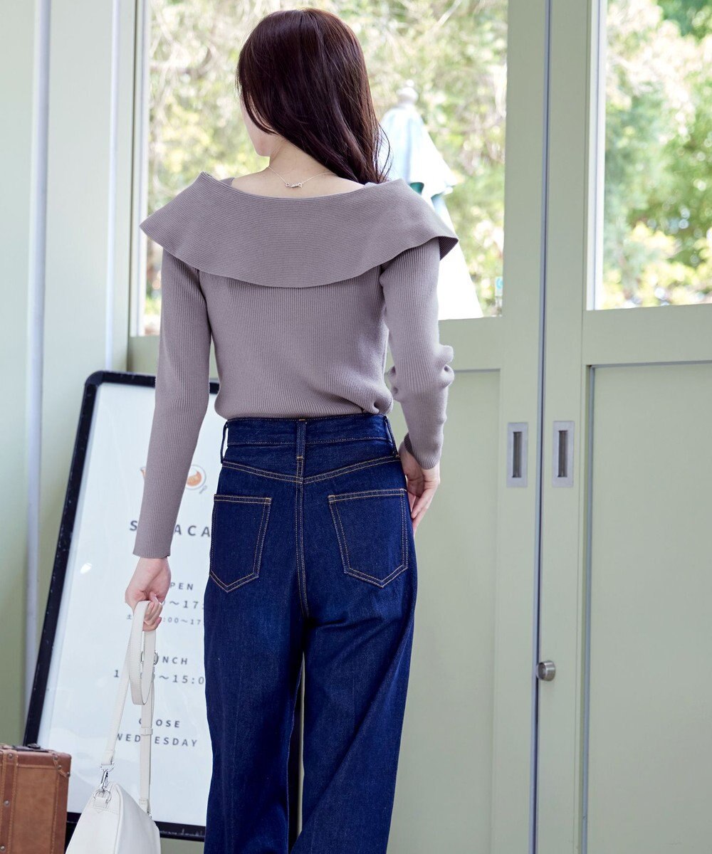 Tiaclasse リボン衿リブニットトップス 