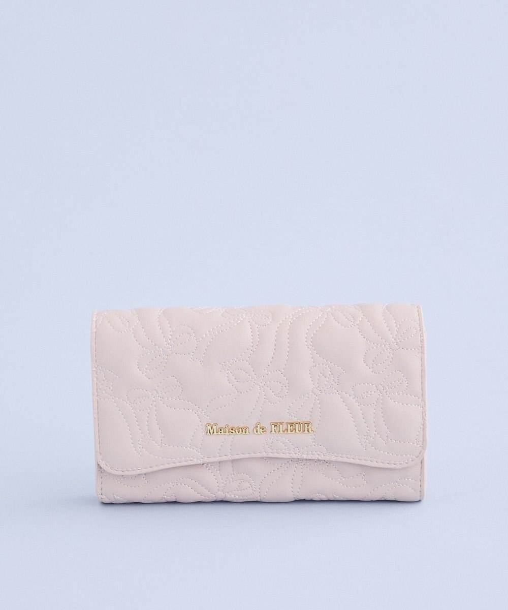 Maison de FLEUR リボンキルティングロングウォレット 