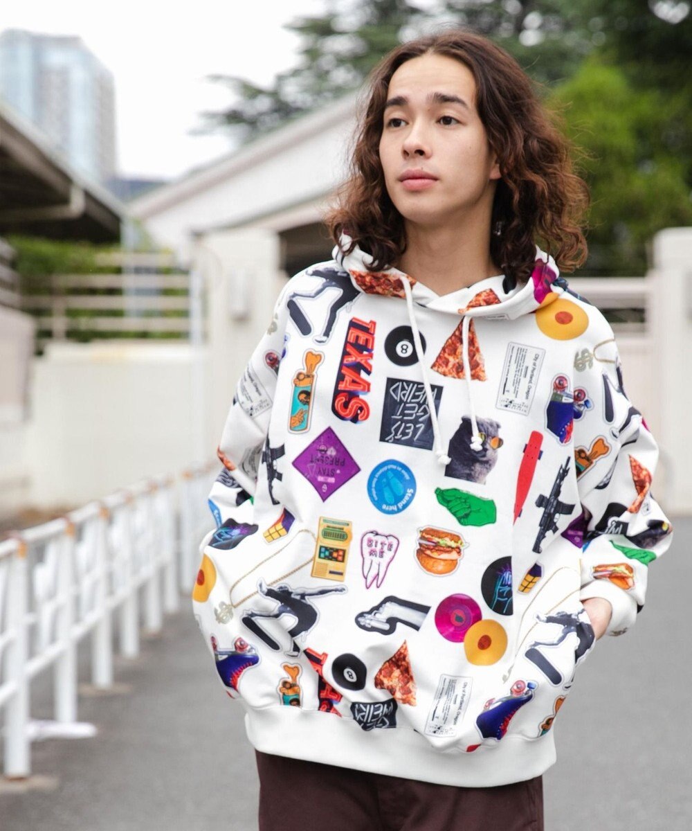 WEGO 総柄BIGプルパーカー 