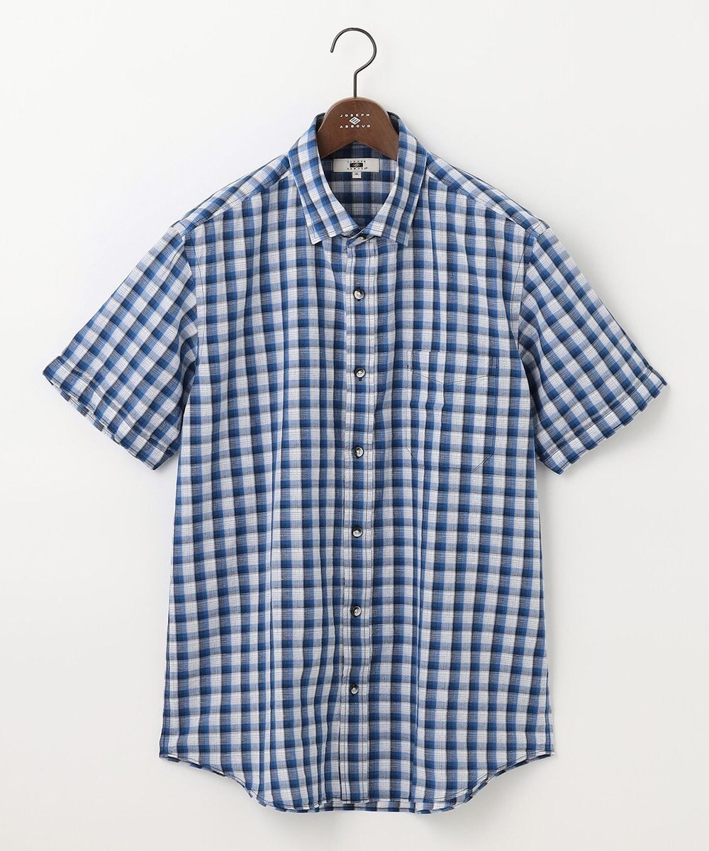 JOSEPH ABBOUD 【キングサイズ・サスティナブル】リヨセルリネンチェック 半袖シャツ 