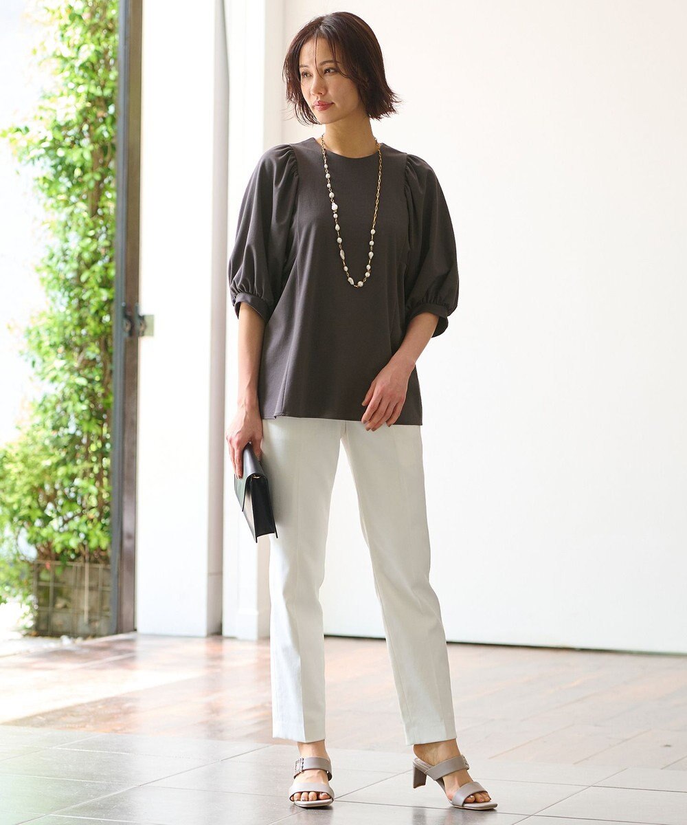 自由区 【洗える・XSサイズあり】ハイツイストポンチボリューム袖 カットソー 