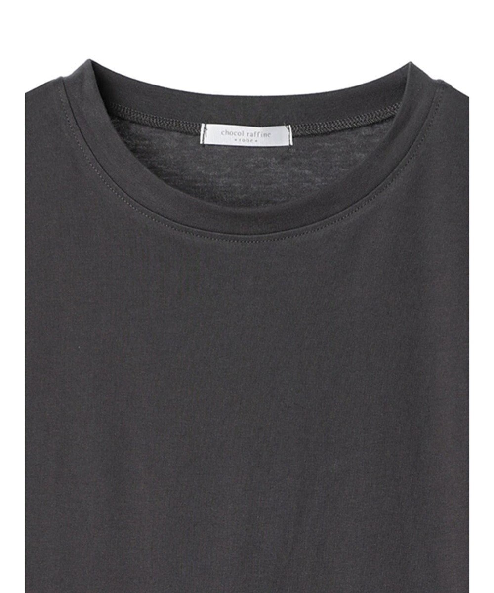 Green Parks 脇リボン５分袖布帛ドッキングプルオーバー 