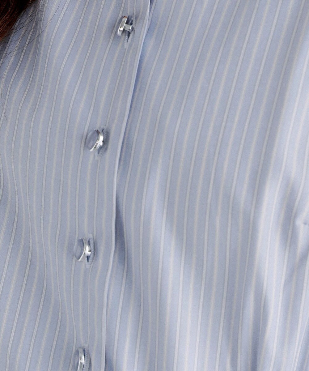 Tiaclasse 【洗える】ベルト付きストライプワンピース 