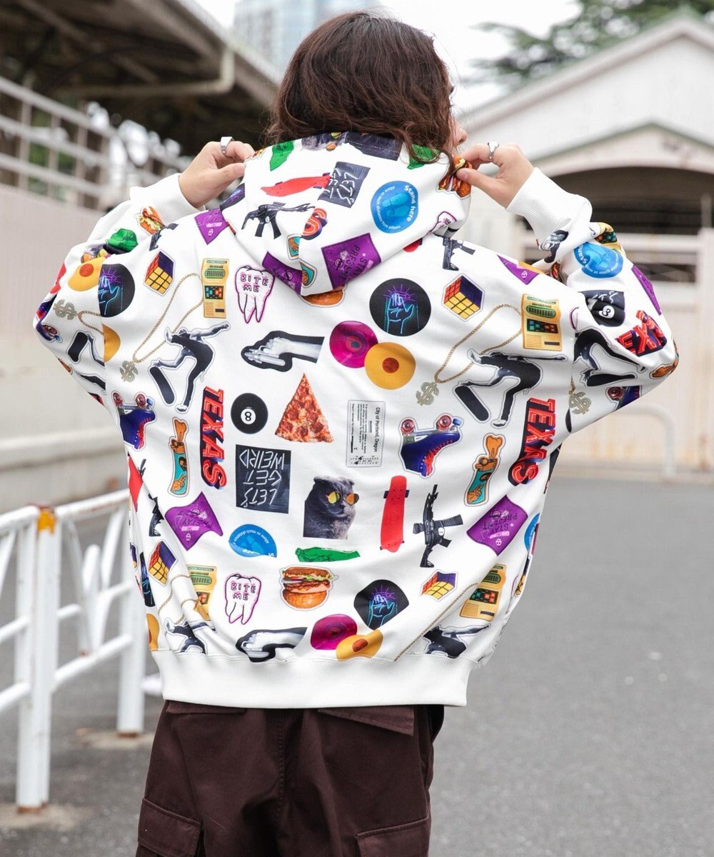 WEGO 総柄BIGプルパーカー 