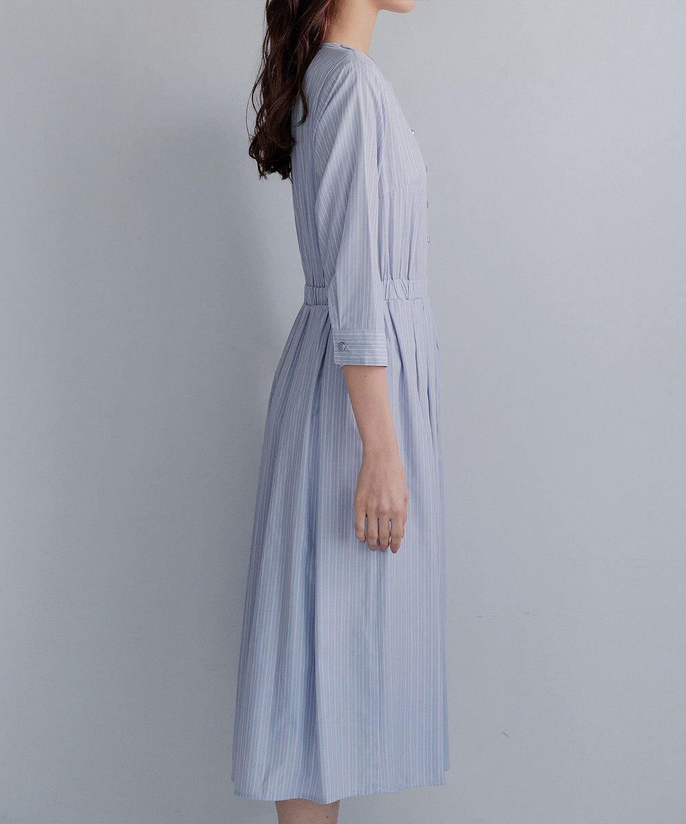 Tiaclasse 【洗える】ベルト付きストライプワンピース 