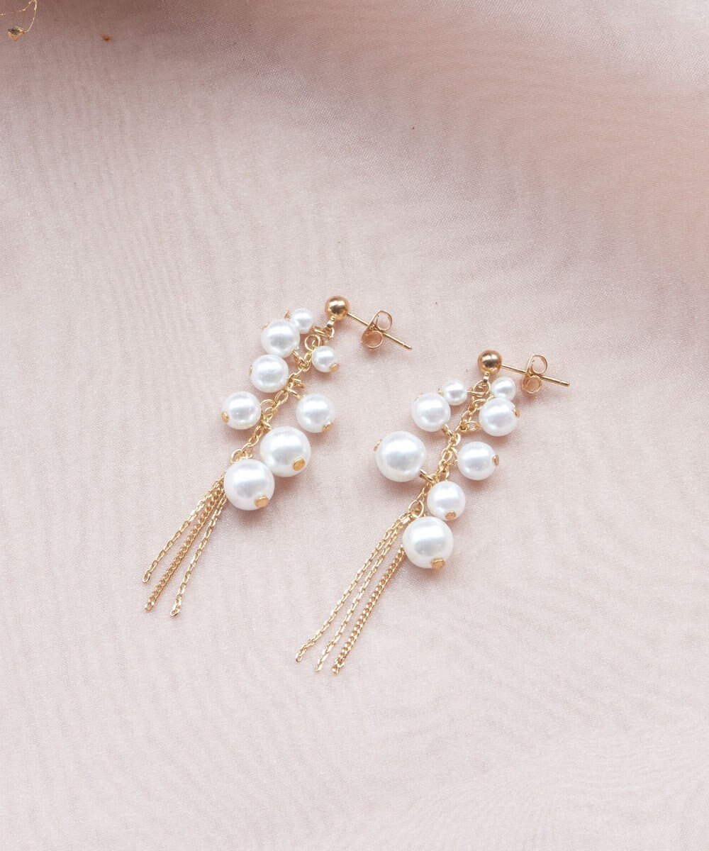 Tiaclasse パール＋タッセルチェーンピアス 