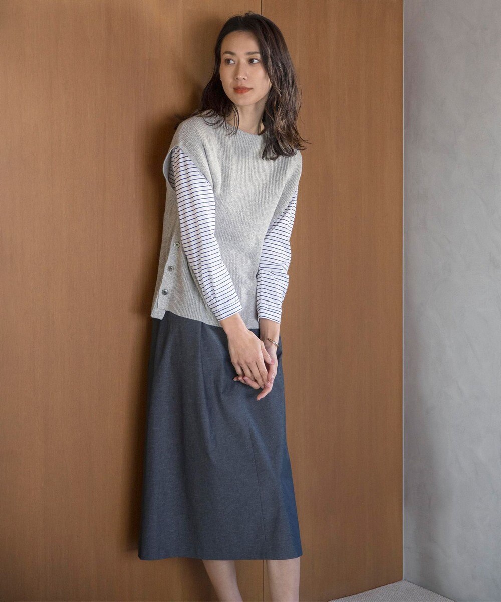 J.PRESS LADIES L 【洗える・吸水速乾・接触冷感】リネンツイル スカート 