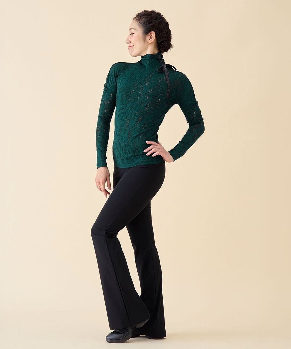 Chacott 【ノーソーイングニット】サイドリボンハイネックニットトップ 