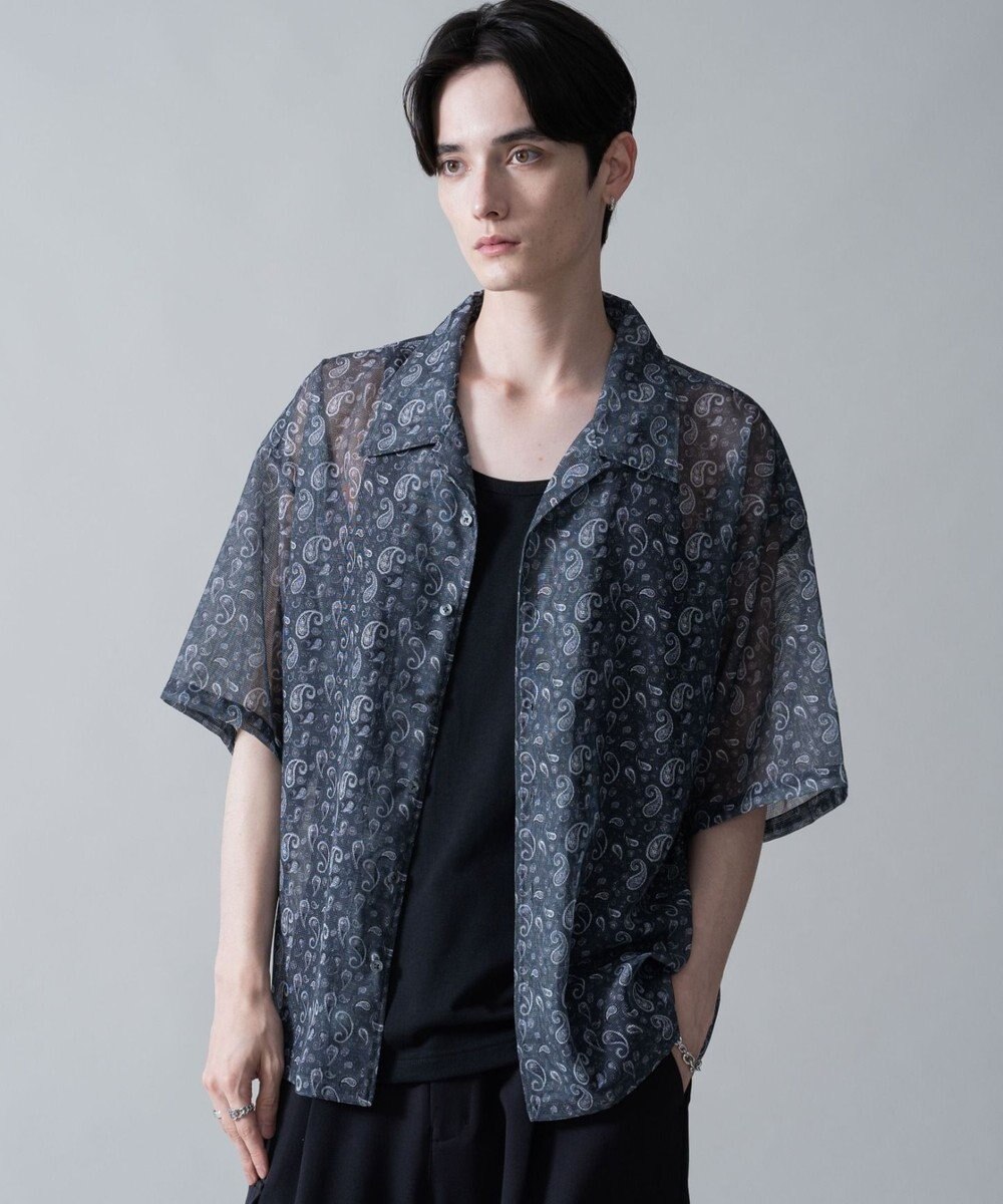 WEGO メッシュパターンオープンカラーシャツ（SS） 