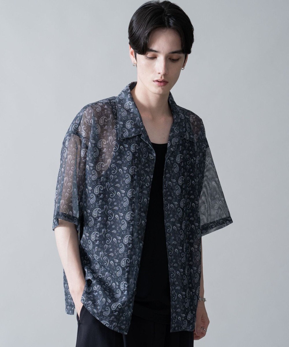 WEGO メッシュパターンオープンカラーシャツ（SS） 