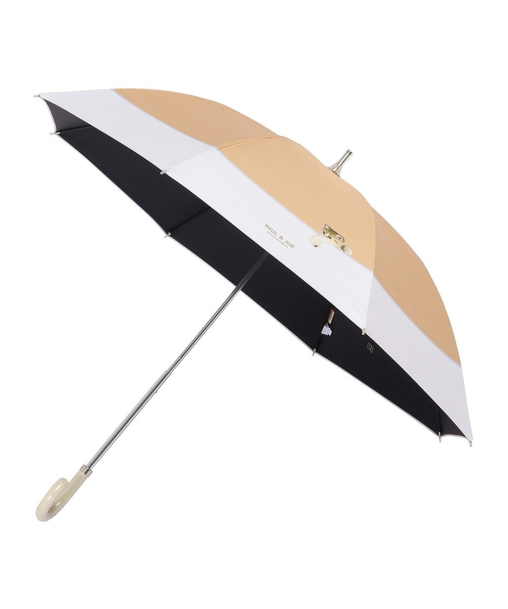 MOONBAT 【軽量】PAUL & JOE 晴雨兼用日傘 長傘 スウィンギングヌネット 一級遮光 遮熱 UV ベージュ