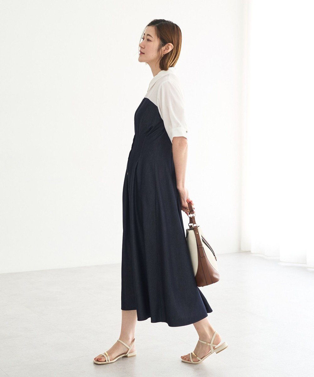 YECCA VECCA ハーフスリーブベアドッキングワンピース 