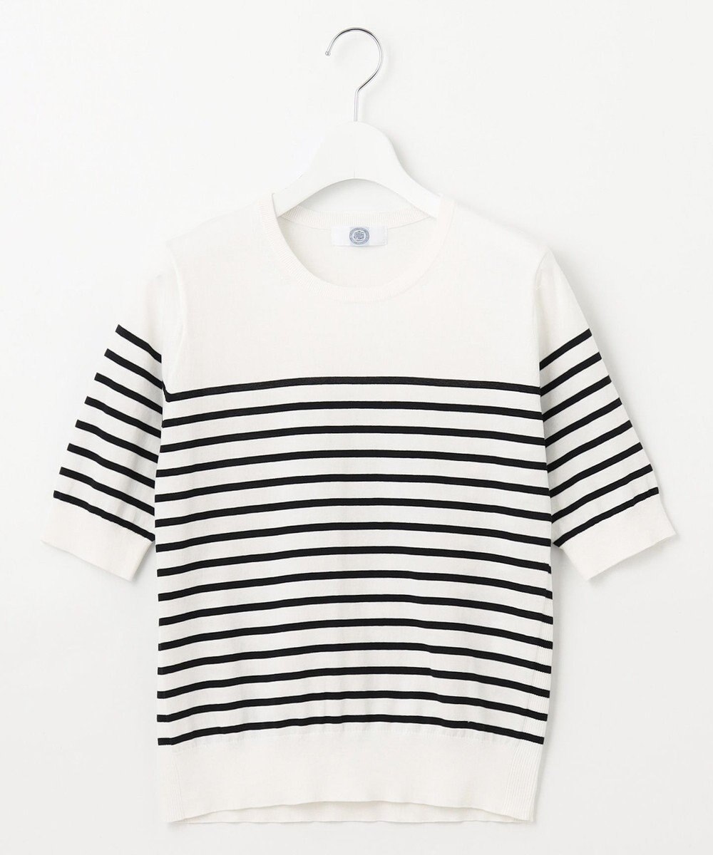 J.PRESS LADIES 【洗える】BASIC HT-COTTON クルーネック ボーダー ニット 