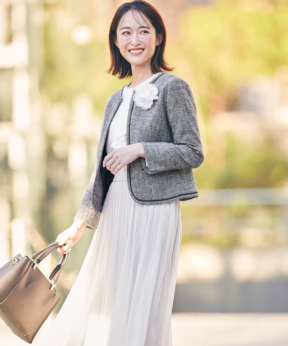 ANY SIS L ミニライトボーダー ノーカラージャケット 