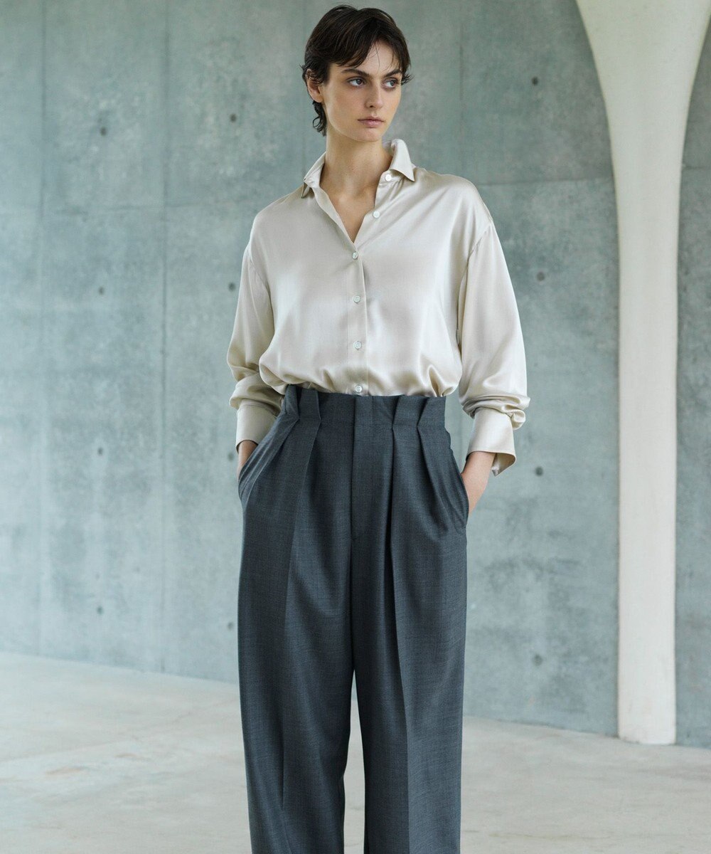 23区 L 【エステータ】シルクサテン シャツ 