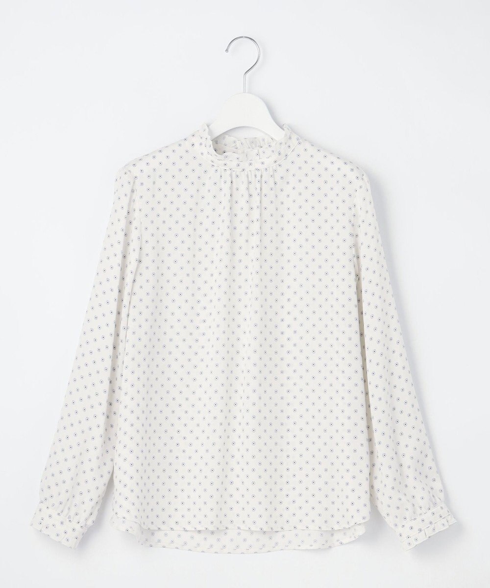 J.PRESS LADIES S 【洗える】ピーチサテン 幾何プリント ブラウス 