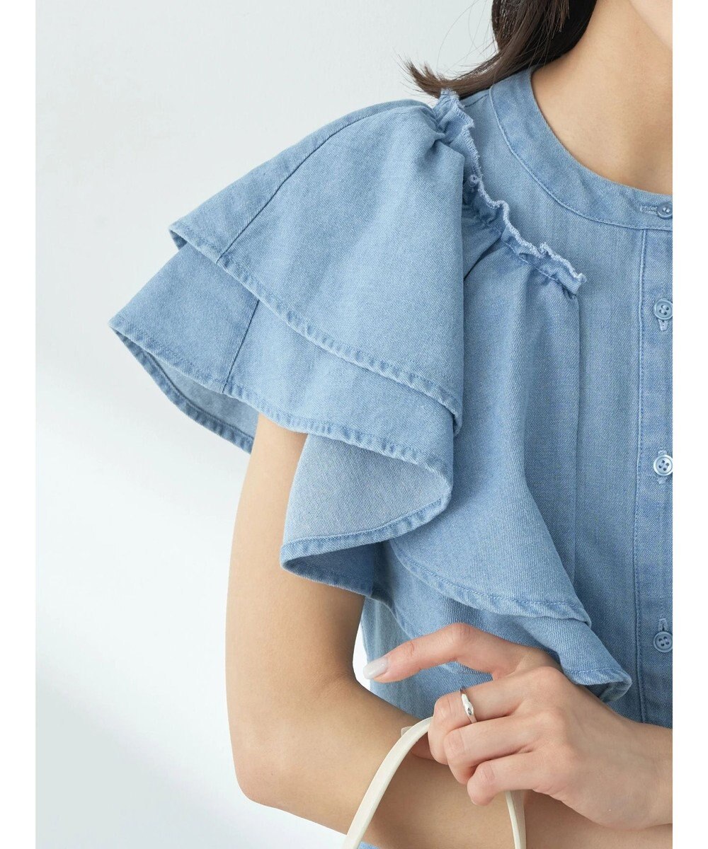 earth music&ecology ラッフル前開きデニムワンピース 