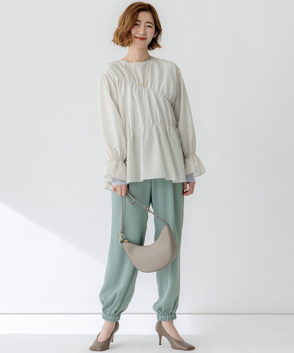 23区 【防シワ性/吸水速乾】ジョーゼットサテン ジョグパンツ 