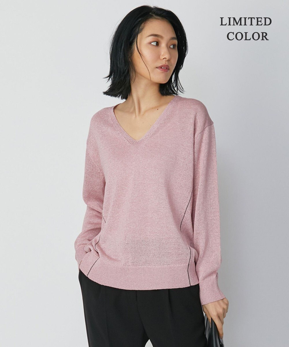 ICB 【WEB限定カラーあり・洗える】ペーパーブレンドシャインニット Vネックプルオーバー 