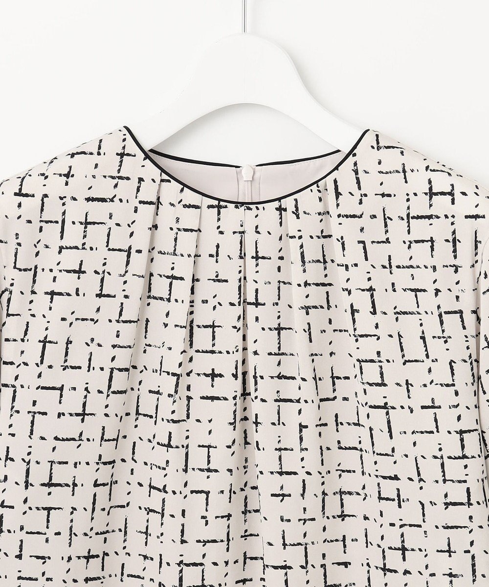 自由区 L 【セットアップ対応・洗える】スクラッチチェックプリント ブラウス 