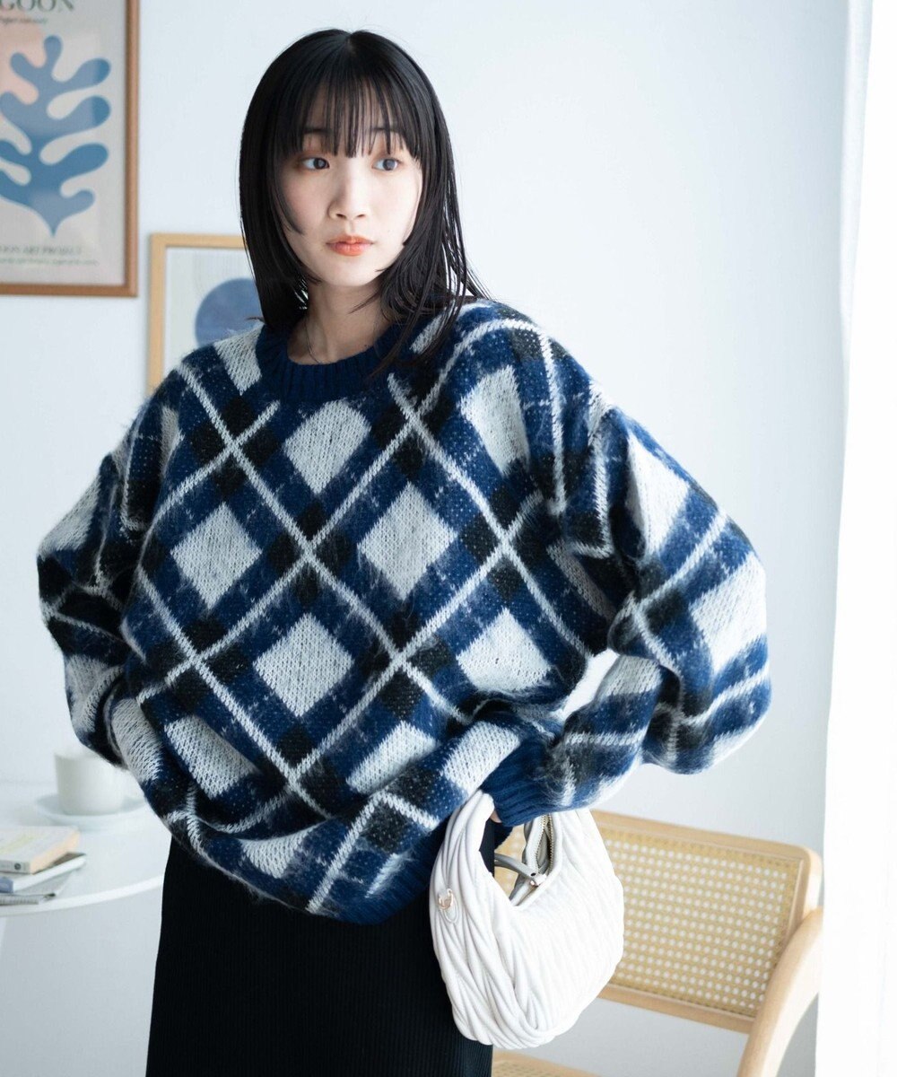 WEGO モヘアライク総柄BIGプルオーバー 