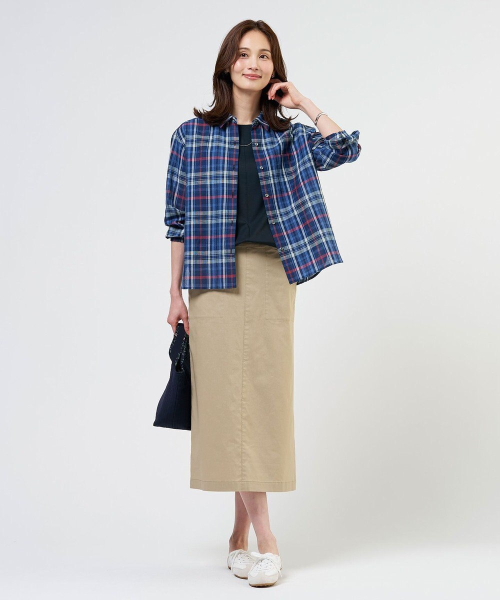 J.PRESS LADIES S 【人気素材】セルロースリネンストレッチ ナロー スカート 