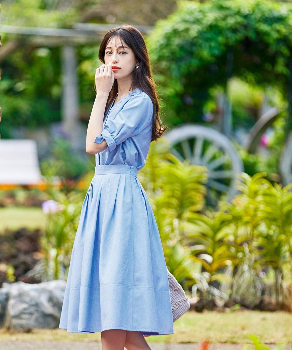 Tiaclasse L 【洗える】麻調リボン袖ブラウス 