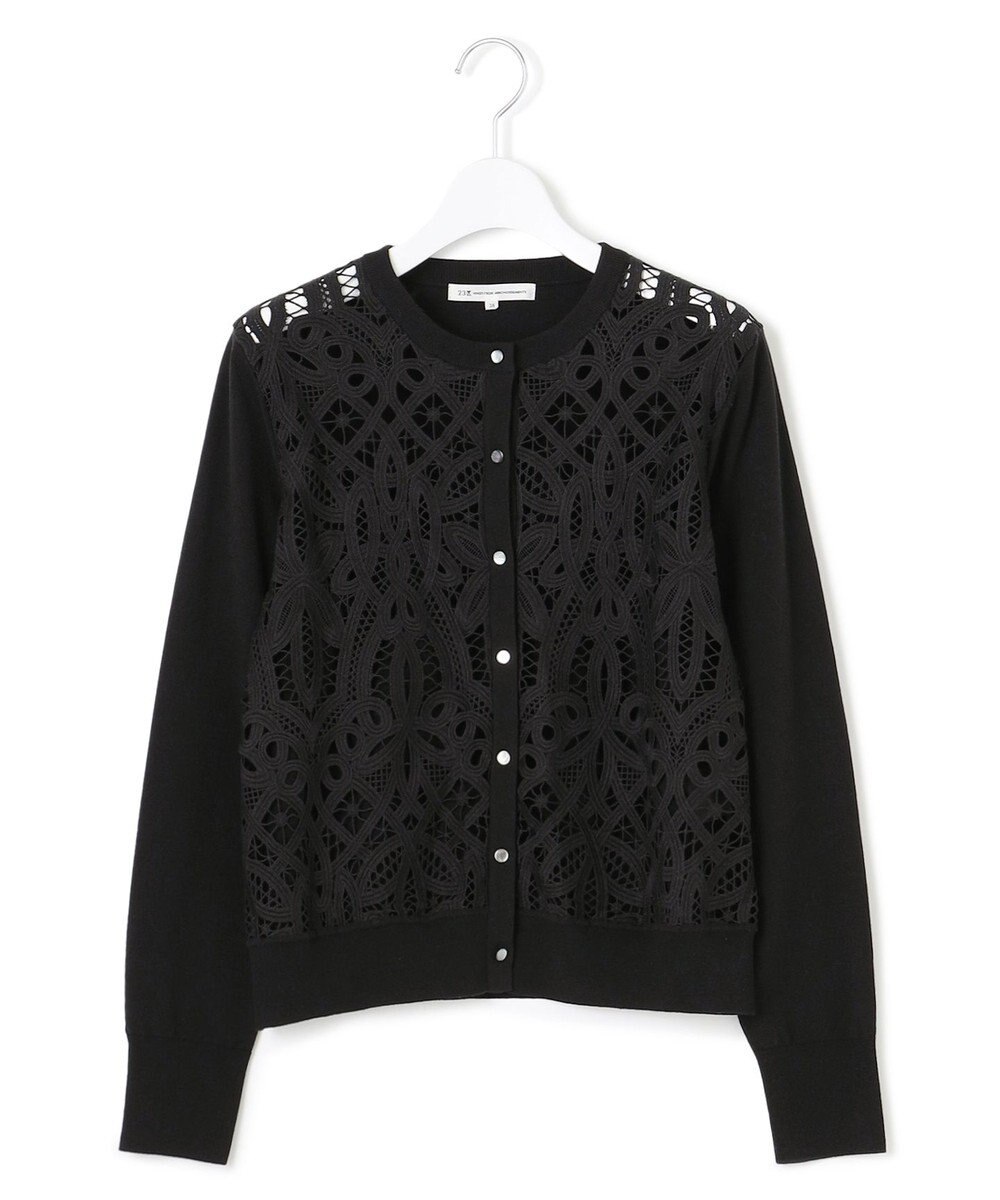 23区 L 【洗える】エンブロイダリーレース カーディガン 