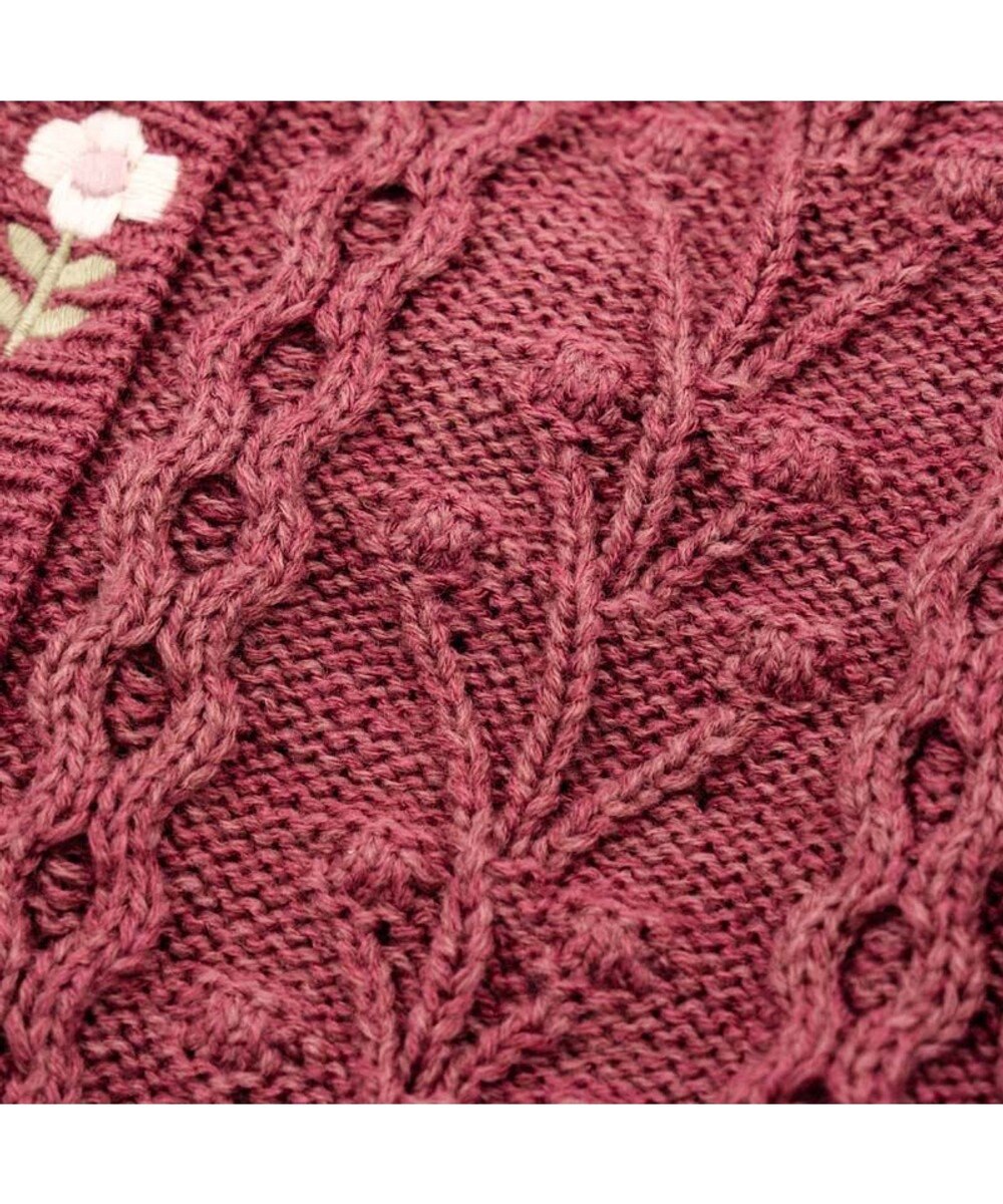 PET PARADISE ペットパラダイス 花 刺繍 アランニット 《レッド》 小型犬 