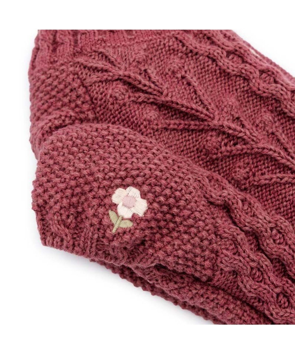 PET PARADISE ペットパラダイス 花 刺繍 アランニット 《レッド》 小型犬 