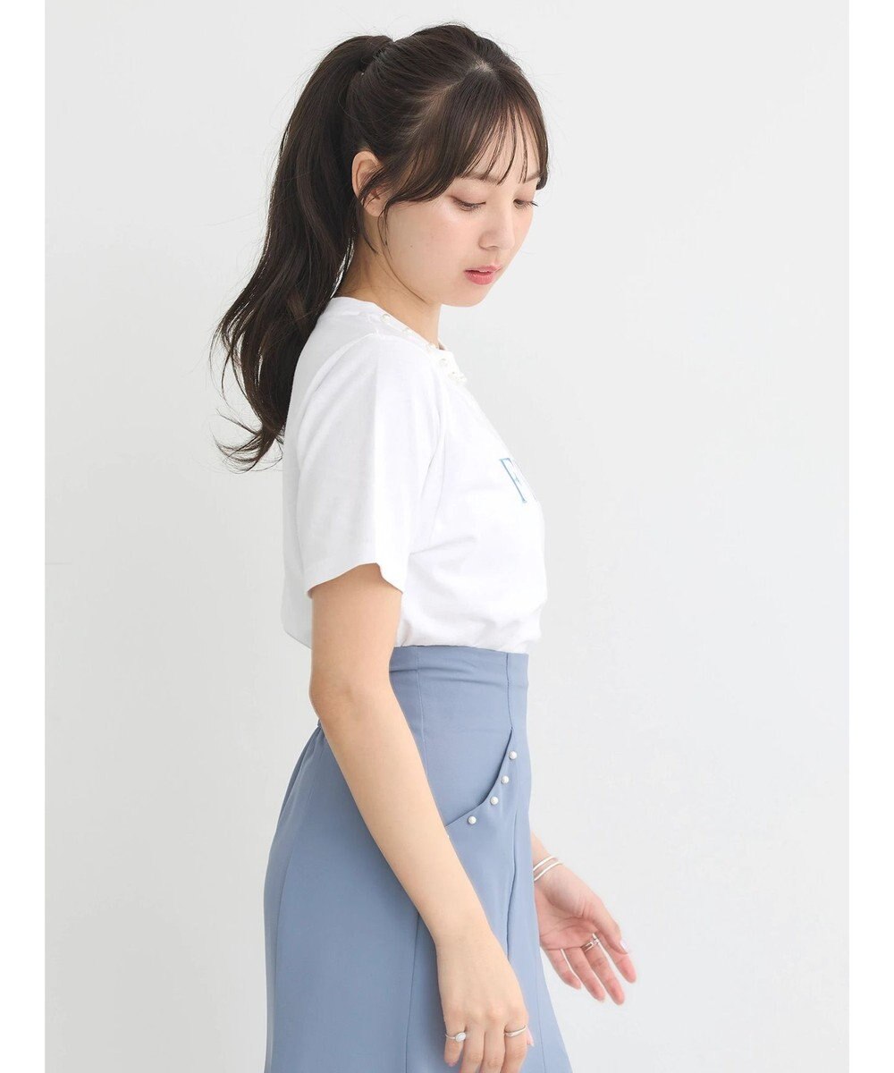 earth music&ecology 襟パール刺繍ロゴＴシャツ 