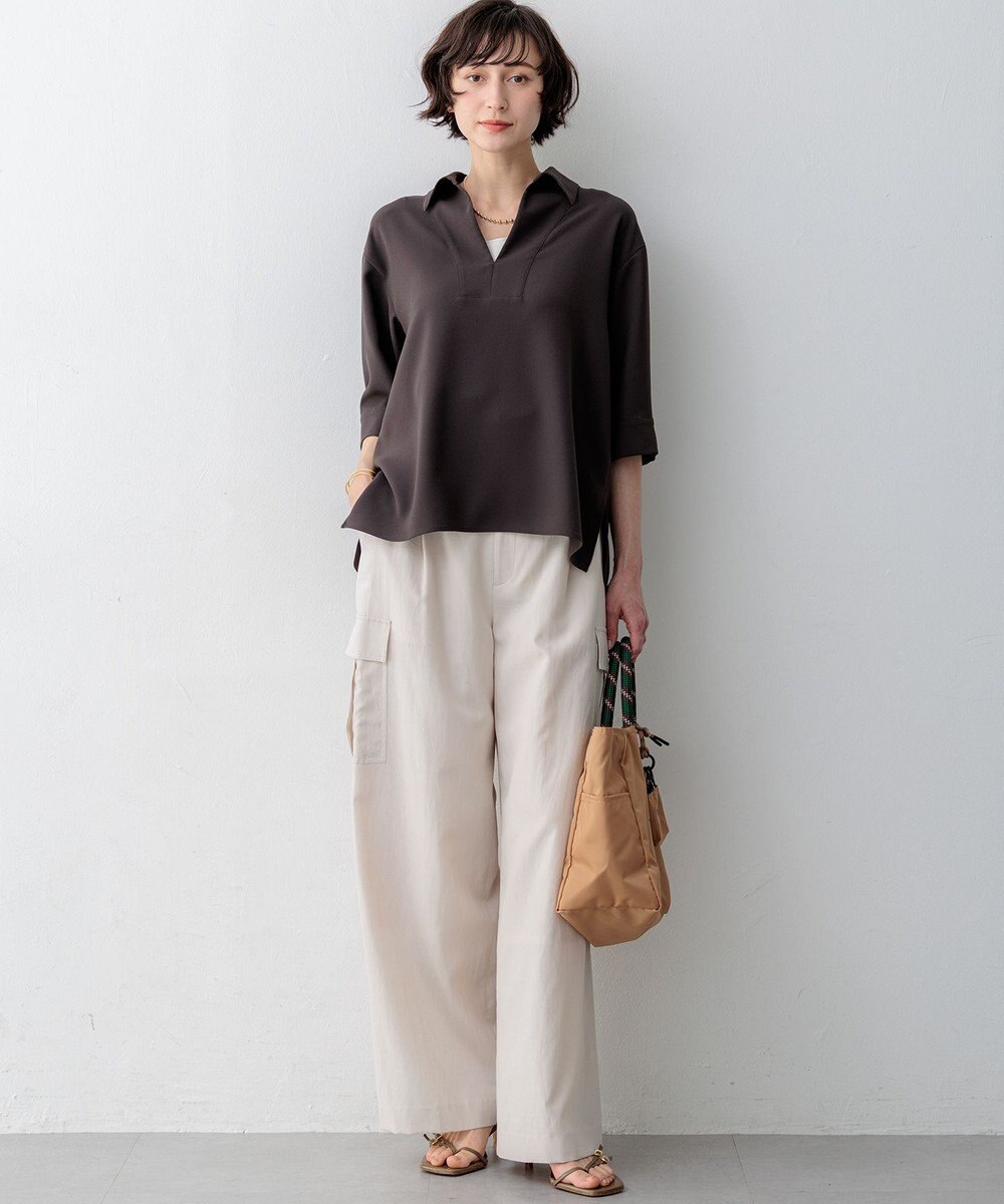 23区 ストレッチジョーゼット スキッパー ブラウス 