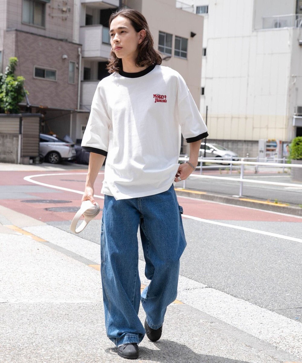 WEGO モチーフ刺繍リンガーT 