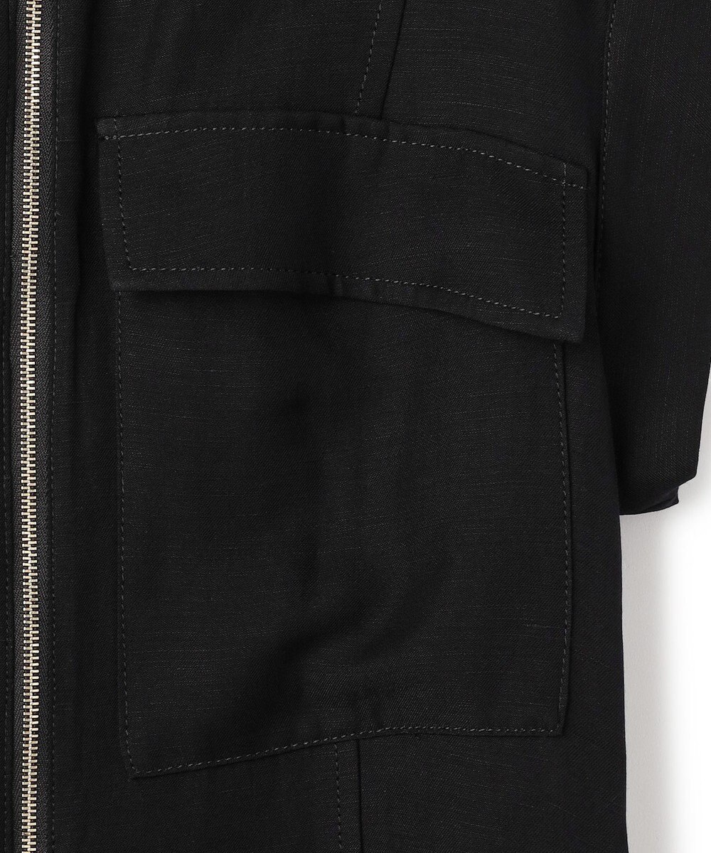 BEIGE， BERNARD / リネン混 フロントジップ スタンドカラードレス 