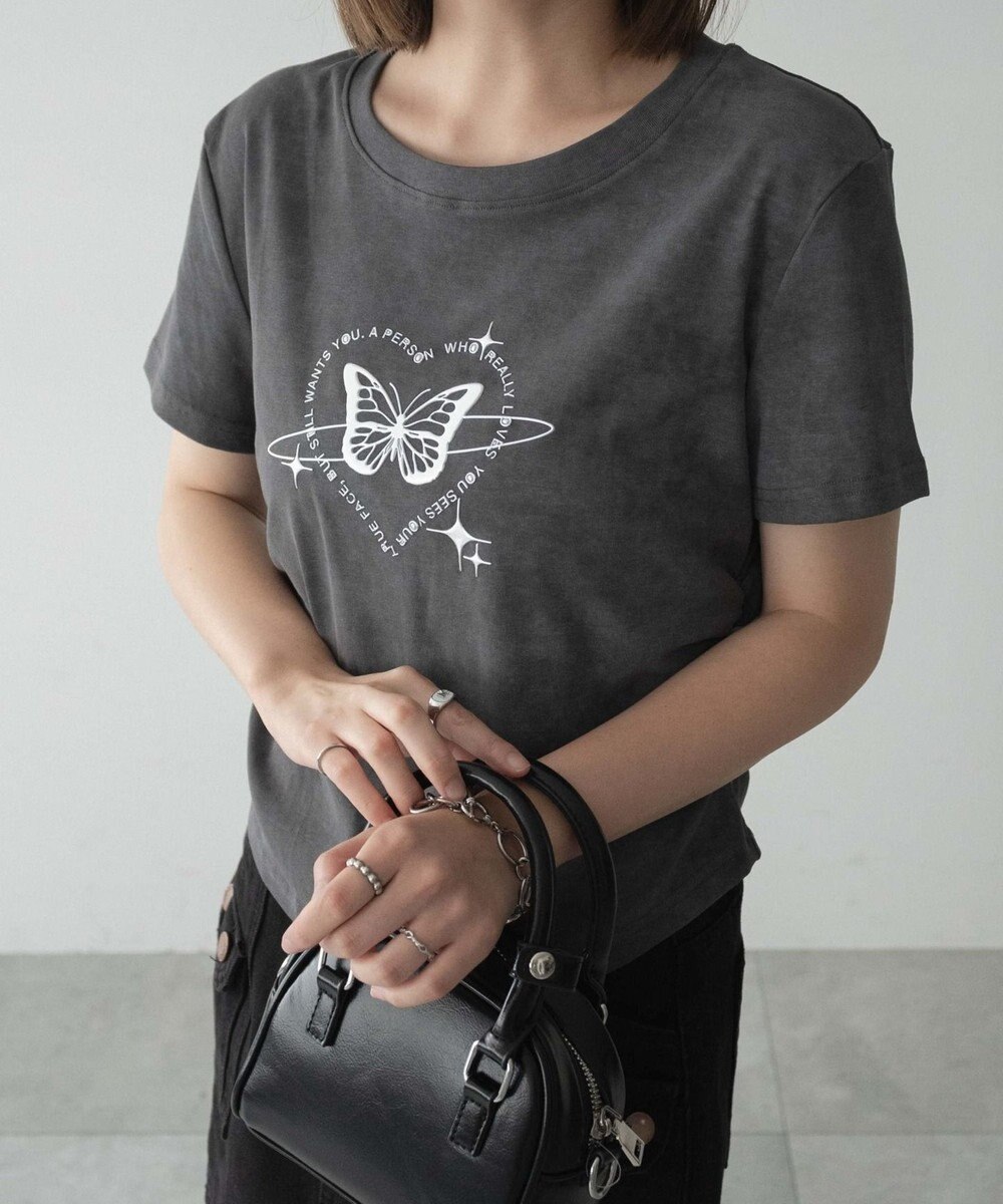 WEGO メタリックバタフライサークルロゴT 