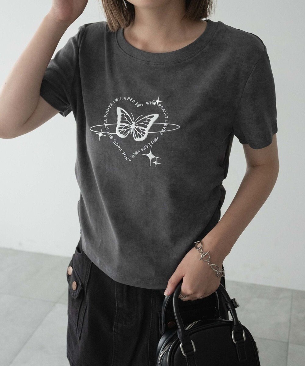 WEGO メタリックバタフライサークルロゴT 