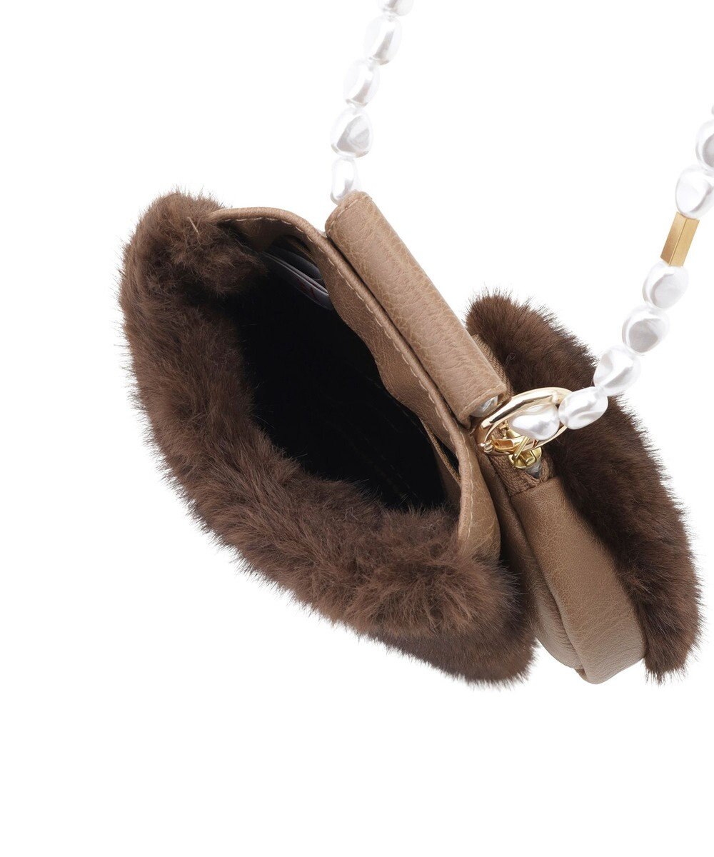 MOONBAT 【ファーバッグ 】パールショルダー スマホバッグ ポシェット フェイクファー 