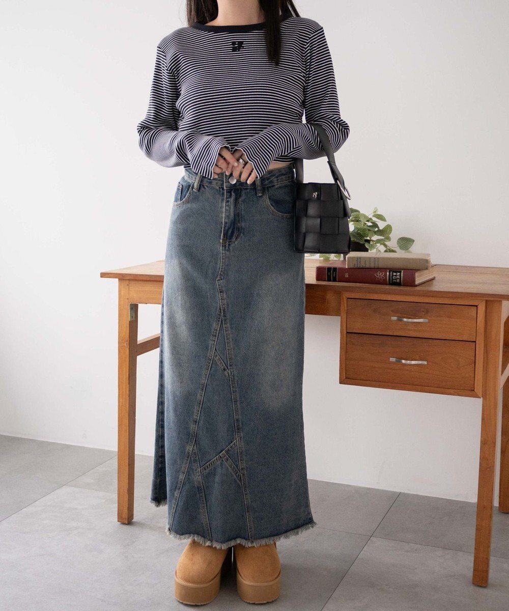 WEGO ワンポイントデザインフィンガーホールリブロンT 