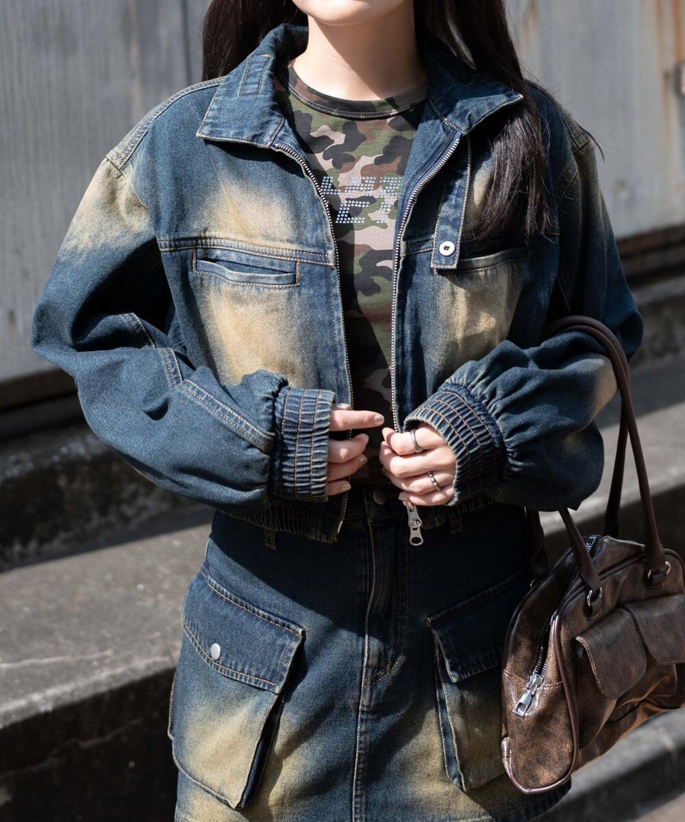 WEGO ヴィンテージウォッシュバイカージャケット 