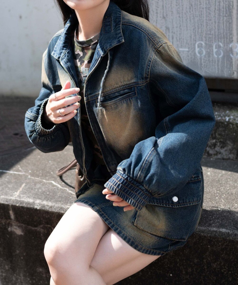 WEGO ヴィンテージウォッシュバイカージャケット 