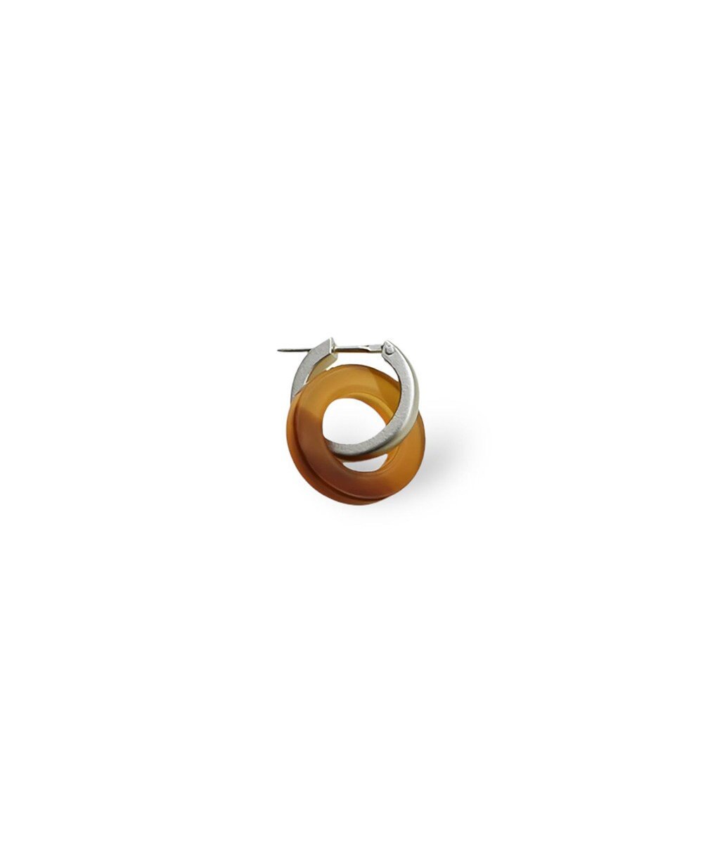 〈ブランド定番〉【hoop replacement charm】フープピアス S (シルバーマット)_片耳, ブラウン, S
