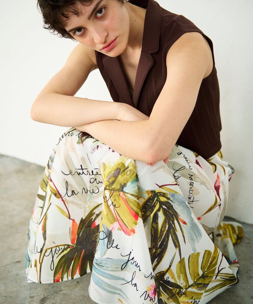 GRACE CONTINENTAL リゾートリーフプリントスカート 