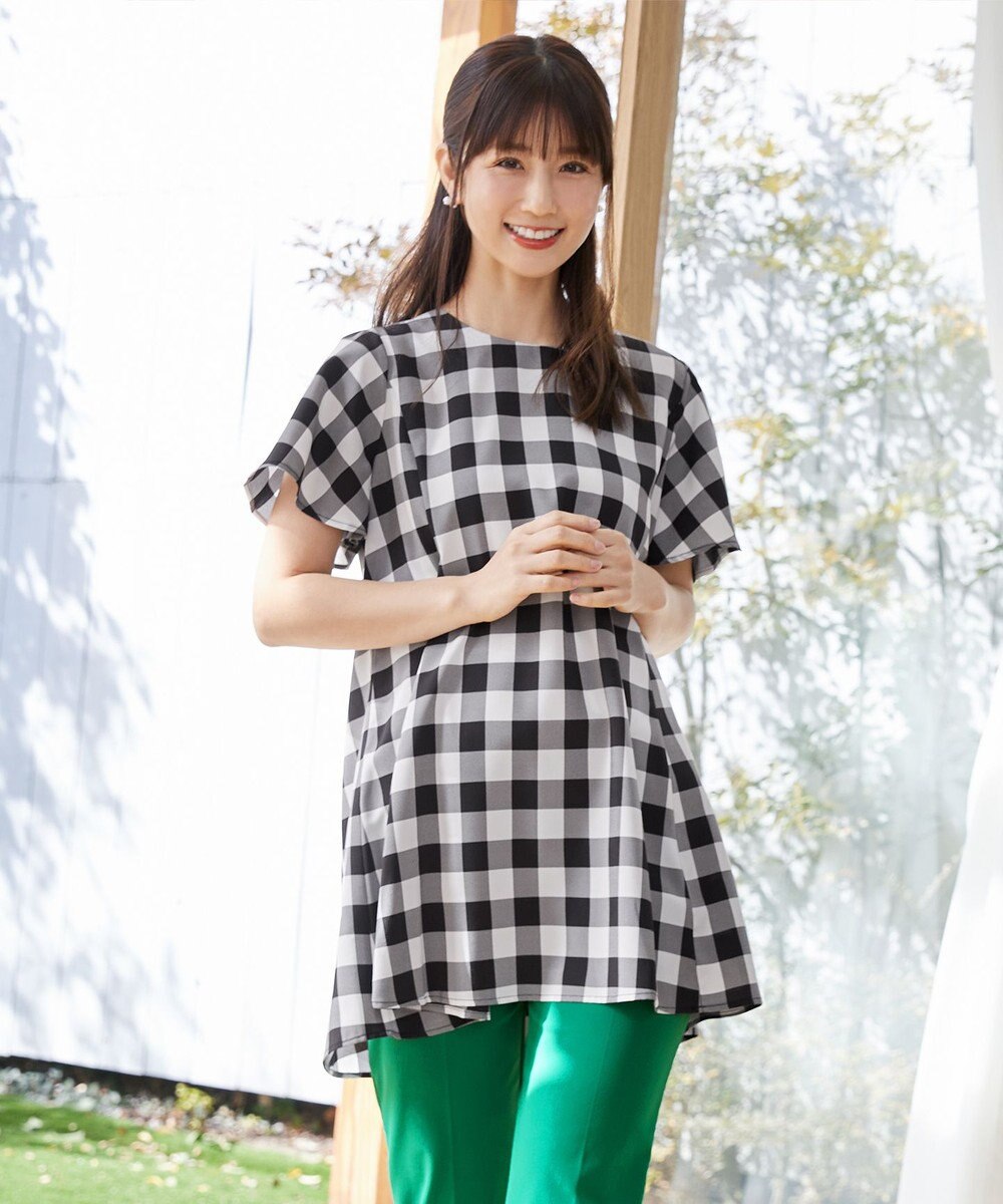 Tiaclasse L 【小倉優子さん着用・選べる袖TYPE・洗える】バックフレアチュニック 