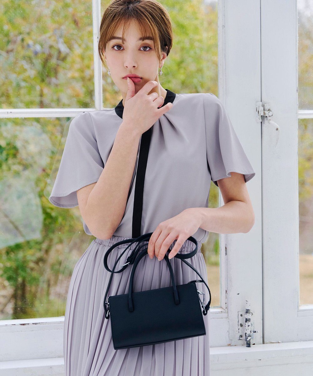 Tiaclasse L 【新色追加・洗える】フロントタック配色ブラウス 