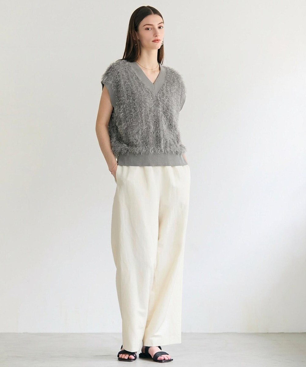 BEIGE， LYCORIS / カットフリンジ Vネックニット 