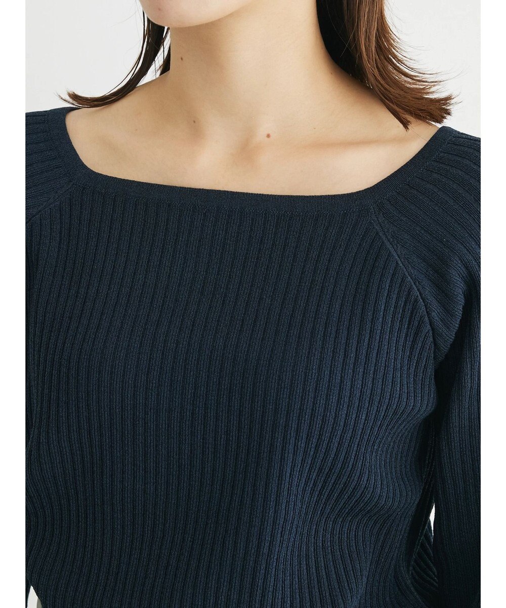 Green Parks 洗える　スクエアネックリブニットプルオーバー 