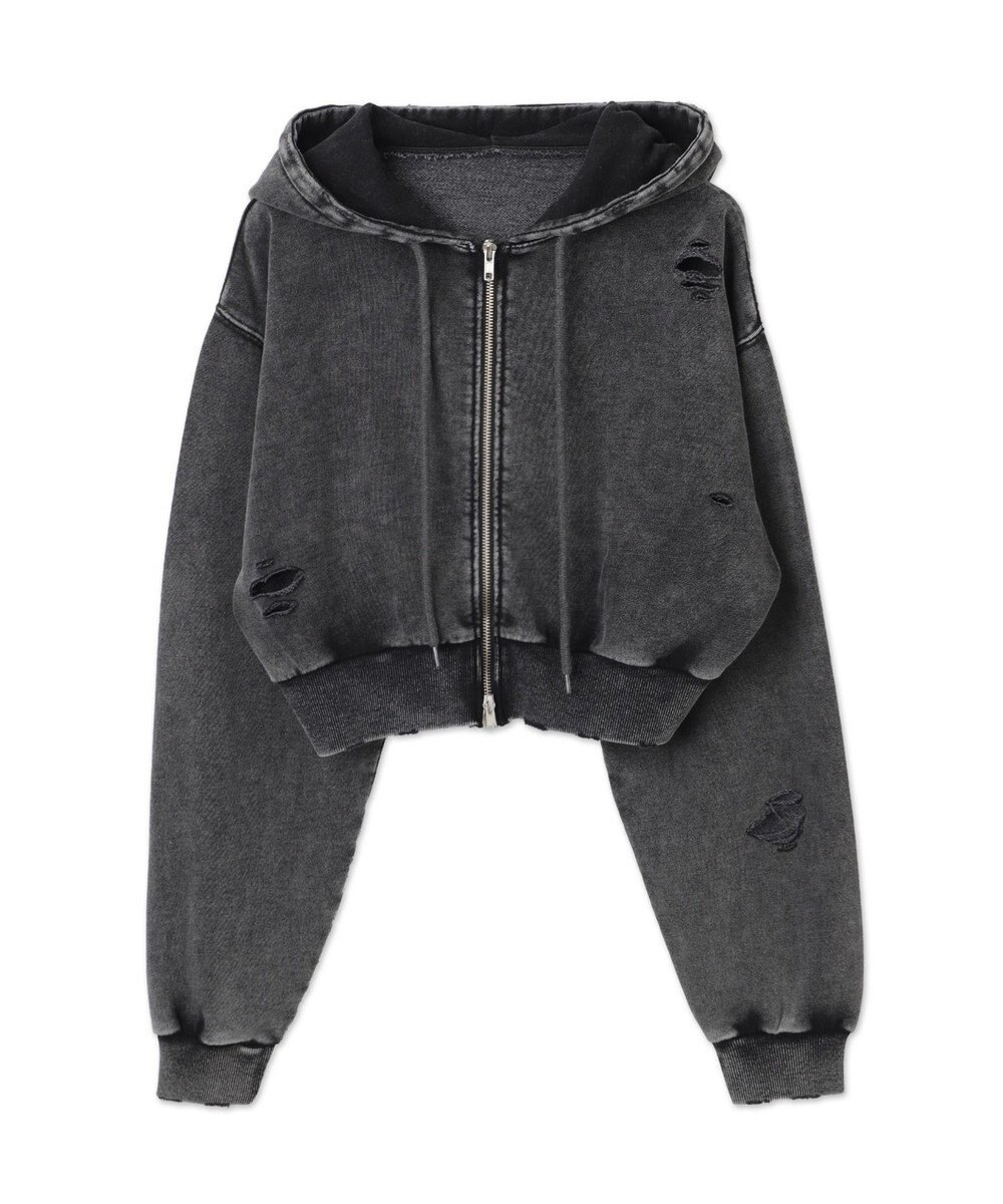 WEGO ダメージショートジップパーカー 