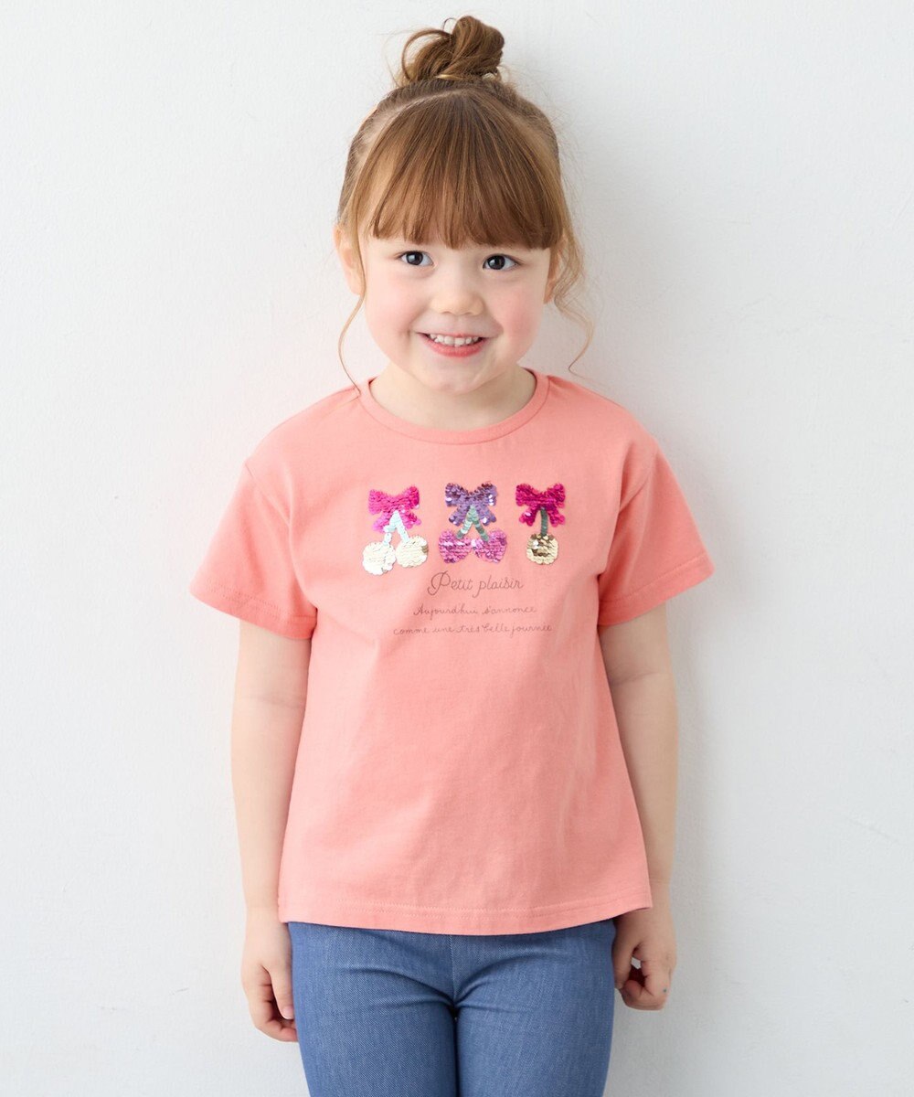 ANY KIDS 【綿100%】ドロップショルダーミラクルスパンコールTシャツ 