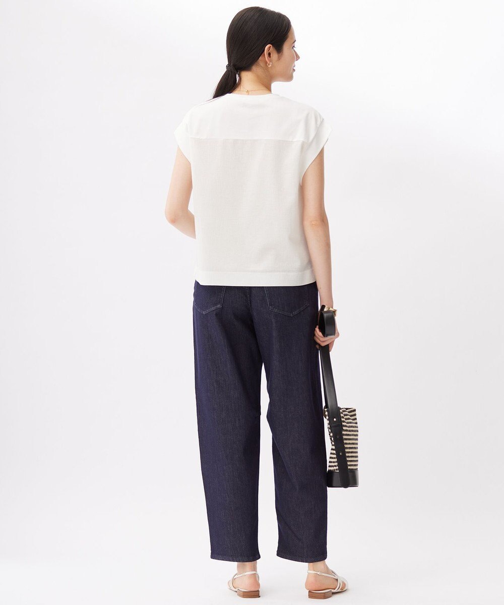 自由区 L 【カタログ掲載・洗える】リネンサッカーコンビブロッキング カットソー 