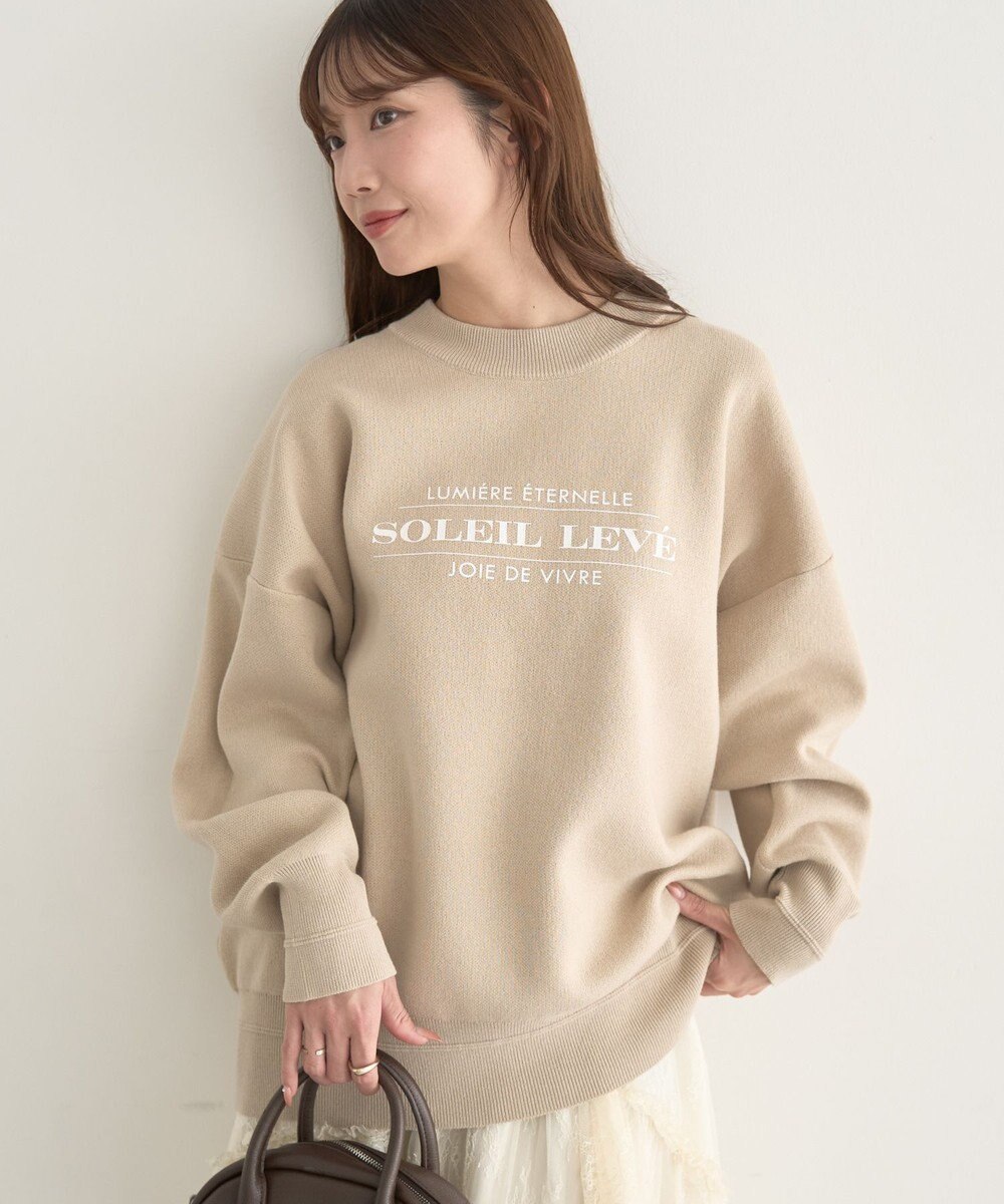 earth music&ecology 【洗濯機洗い可】スウェットライクロゴニットプルオーバー 